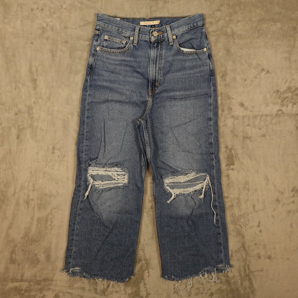Levi's jeans high loose women's 28β blue denim cropped distressed